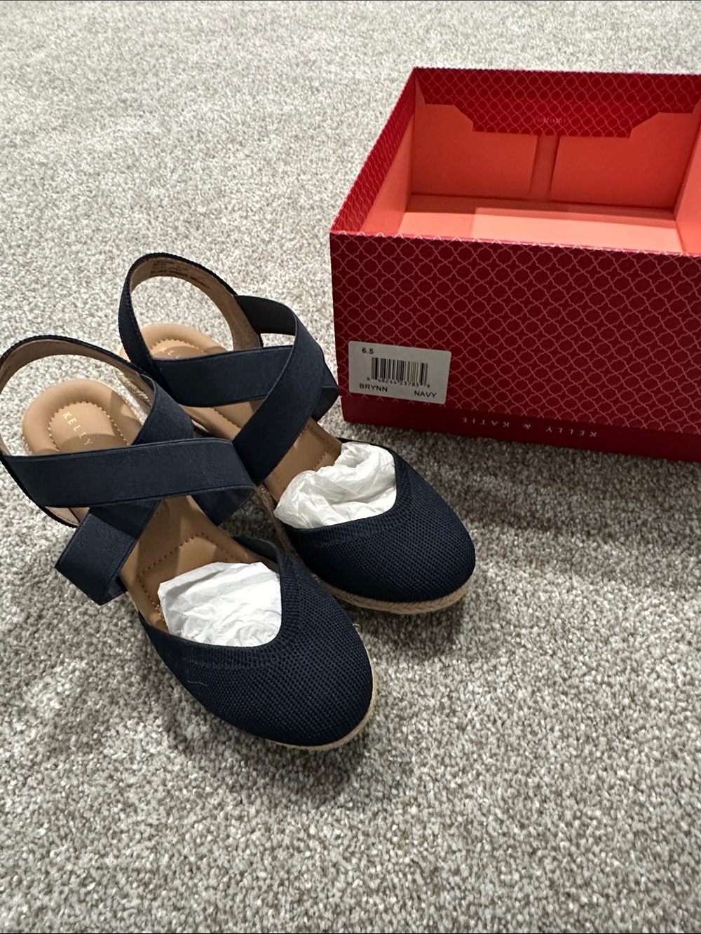 Kelly & Katie Navy Cross-Strap Espadrille Wedge Sandals